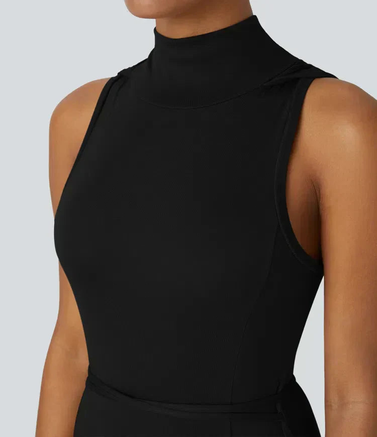 ColaZebra™ | Robe mi-longue décontractée à capuche, sans manches, dos zébré