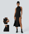 ColaZebra™ | Robe mi-longue décontractée à capuche, sans manches, dos zébré