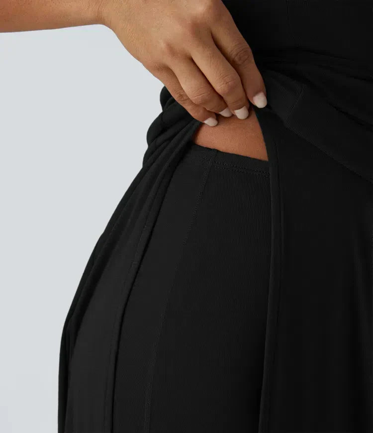 ColaZebra™ | Robe mi-longue décontractée à capuche, sans manches, dos zébré
