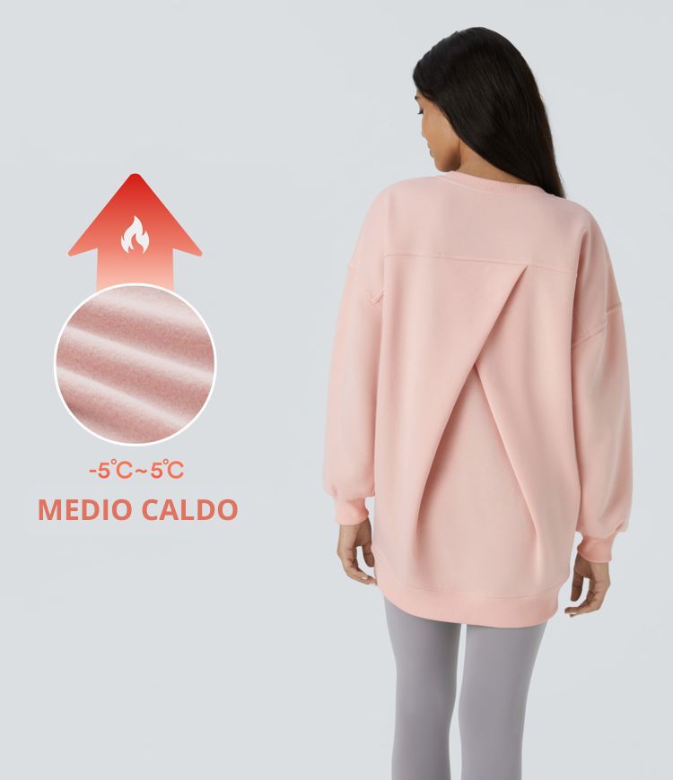 Oversized fleece sweatshirt with crew neck