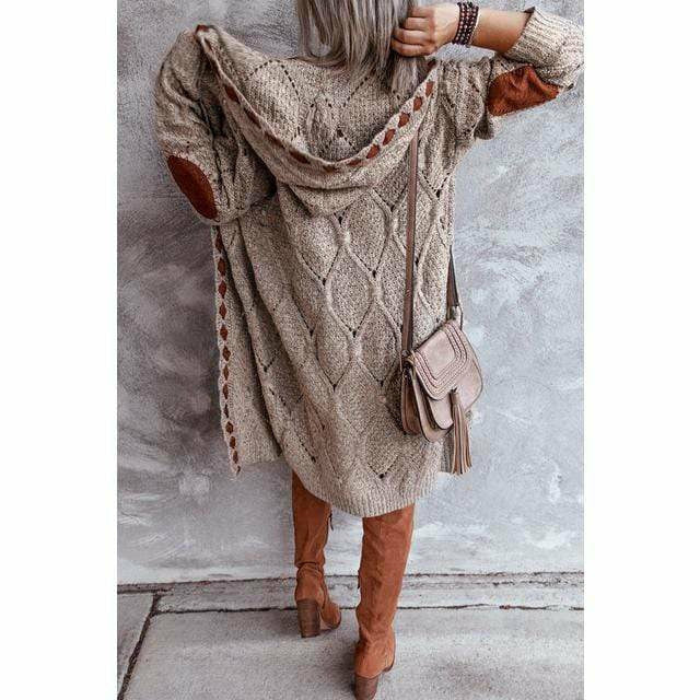 Long relaxed hooded cardigan