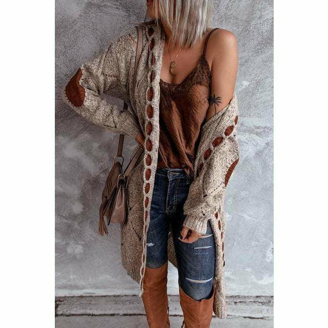 Long relaxed hooded cardigan