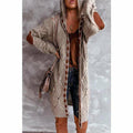 Long relaxed hooded cardigan