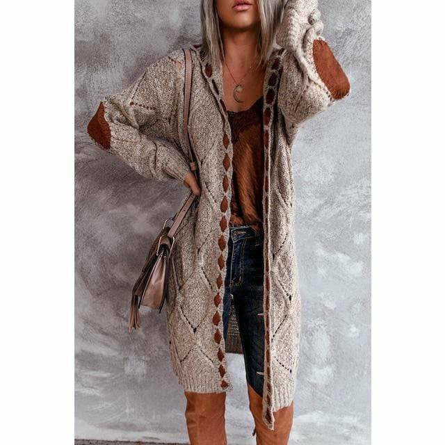 Long relaxed hooded cardigan